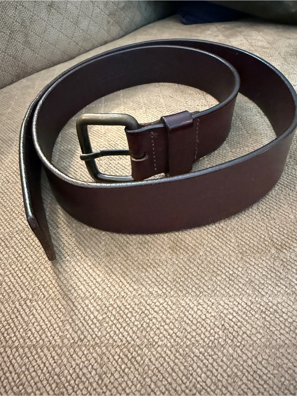 Banana Republic Dark Brown Leather Men's Belt with Brushed Metal Buckle